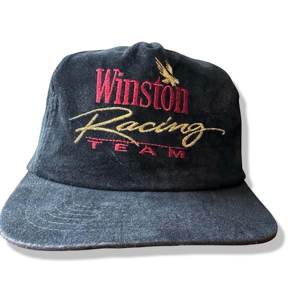 Vintage 90s Winston Racing Team Black Velvet Snapback Hat